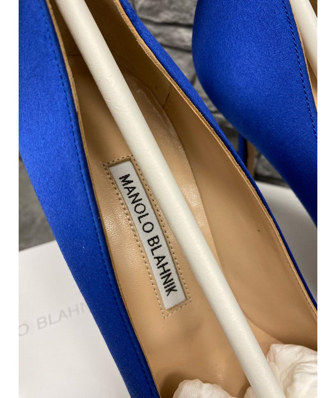 MANOLO BLAHNIK Синие текстильные туфли, фото 5