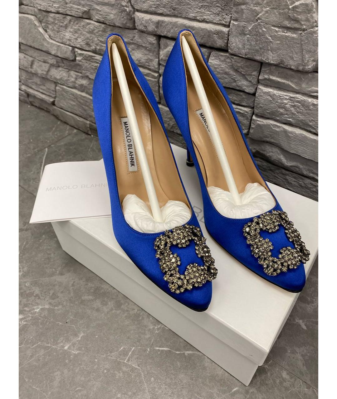 MANOLO BLAHNIK Синие текстильные туфли, фото 4