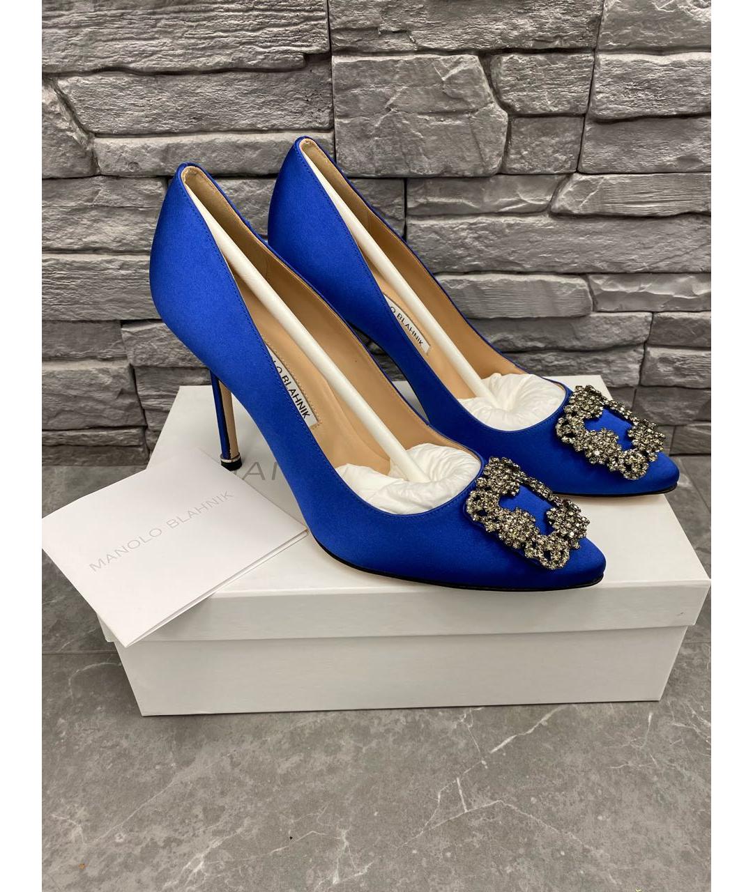 MANOLO BLAHNIK Синие текстильные туфли, фото 6