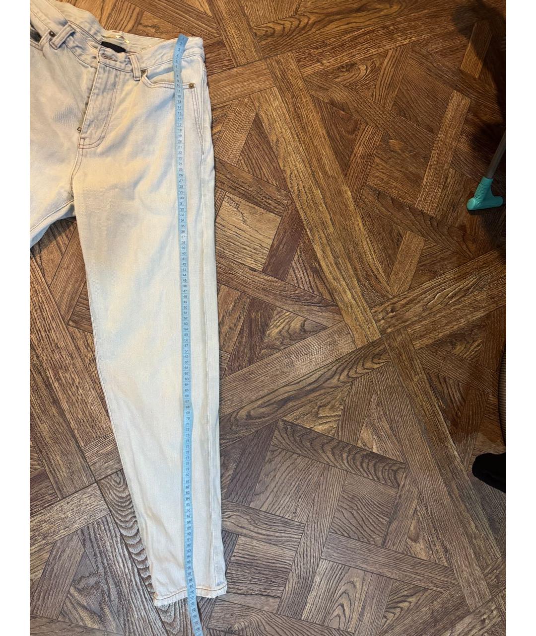 SAINT LAURENT Голубые хлопковые прямые джинсы, фото 4