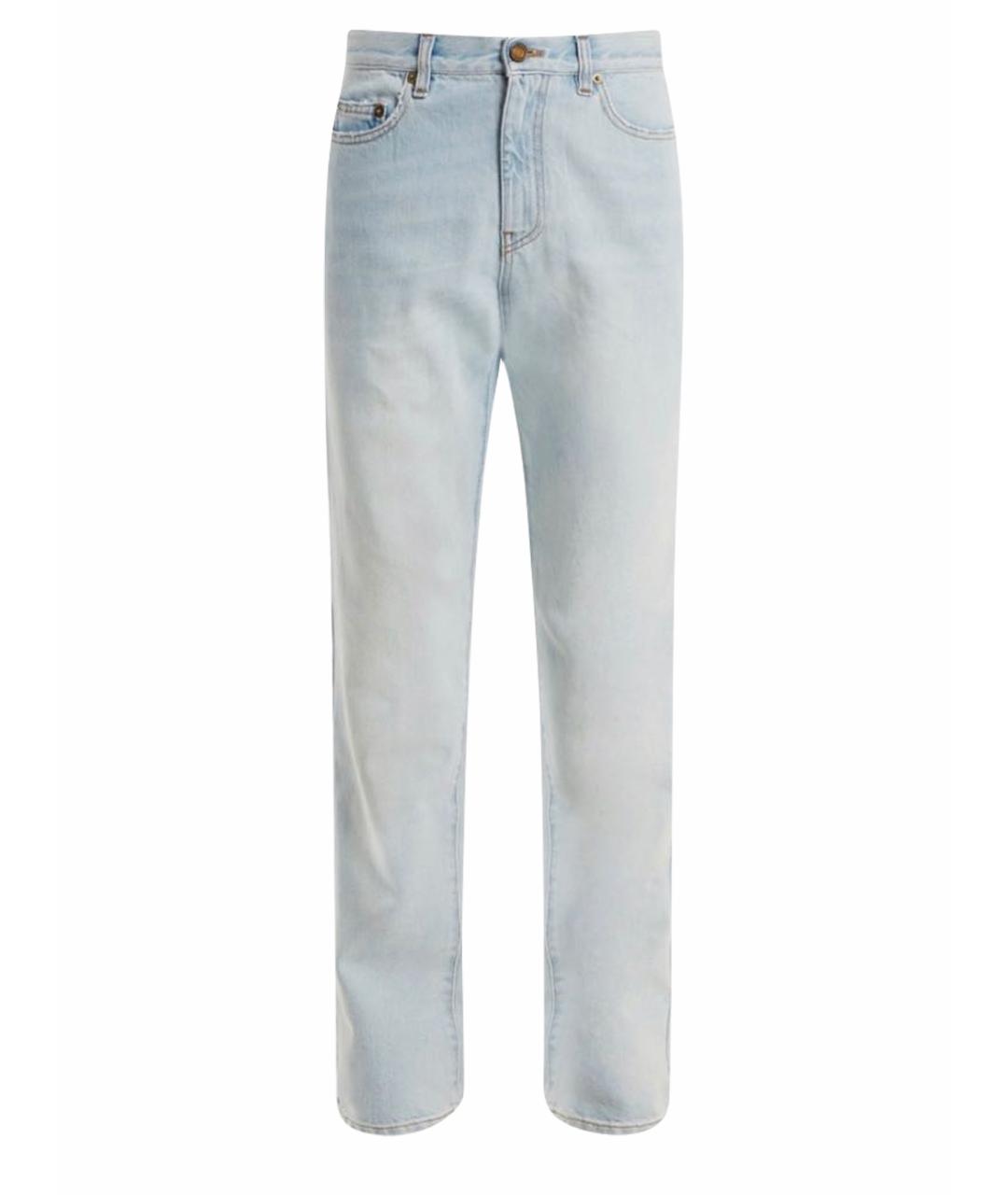 SAINT LAURENT Голубые хлопковые прямые джинсы, фото 1