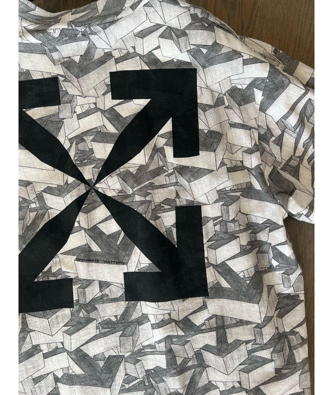 OFF-WHITE Серая хлопковая футболка, фото 6