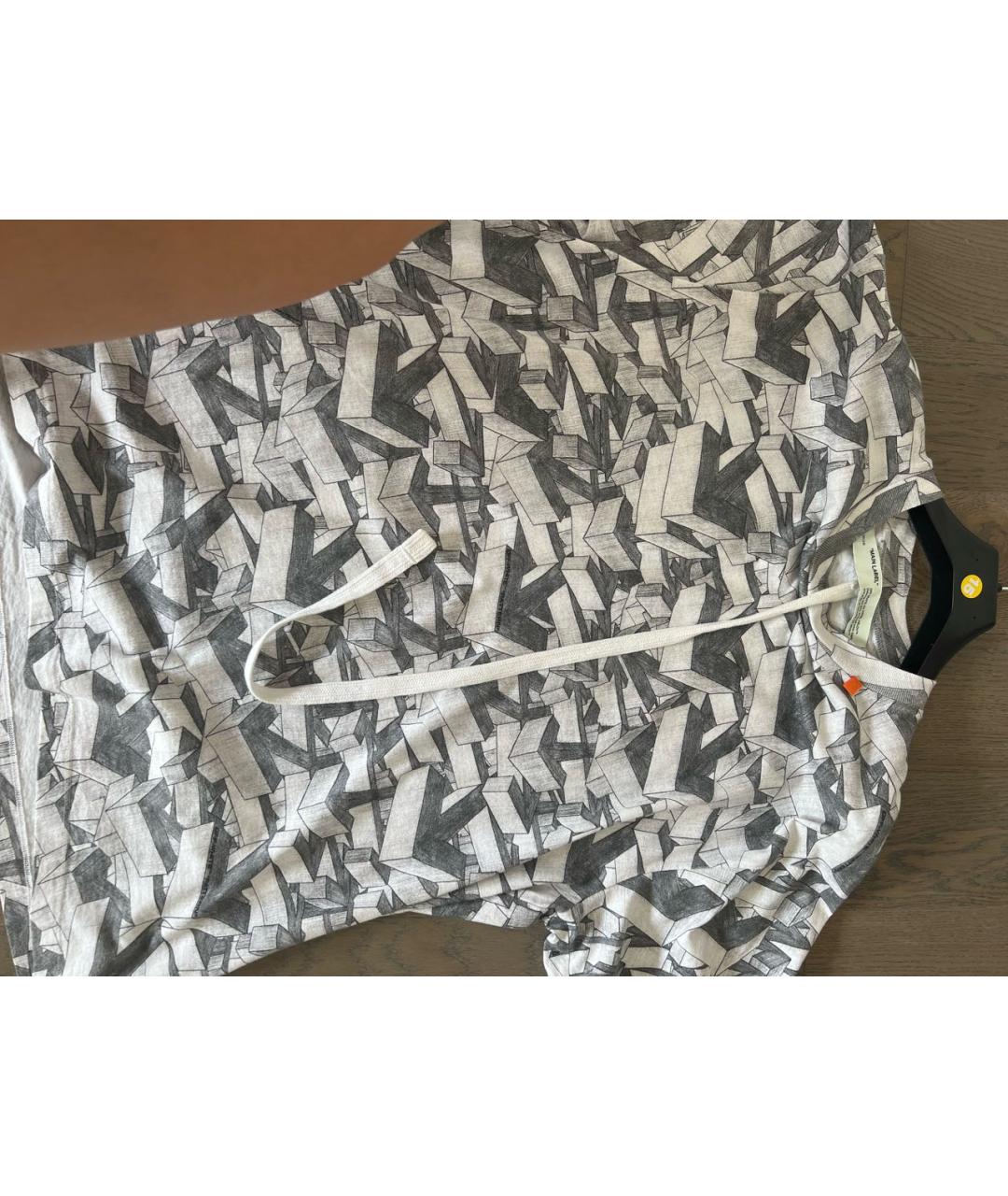 OFF-WHITE Серая хлопковая футболка, фото 4