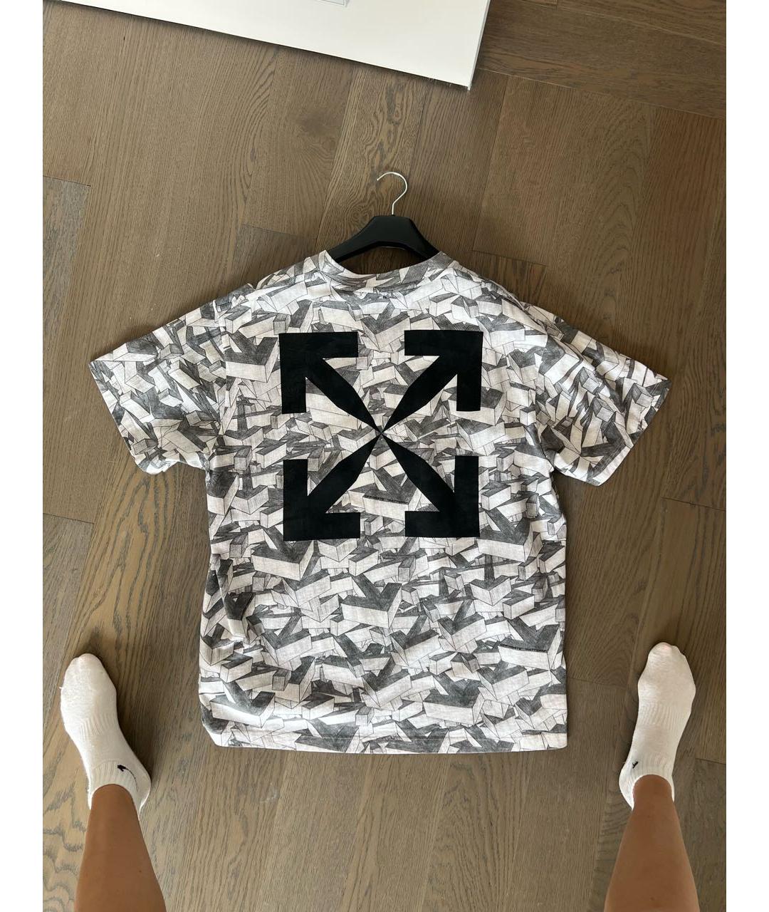 OFF-WHITE Серая хлопковая футболка, фото 2