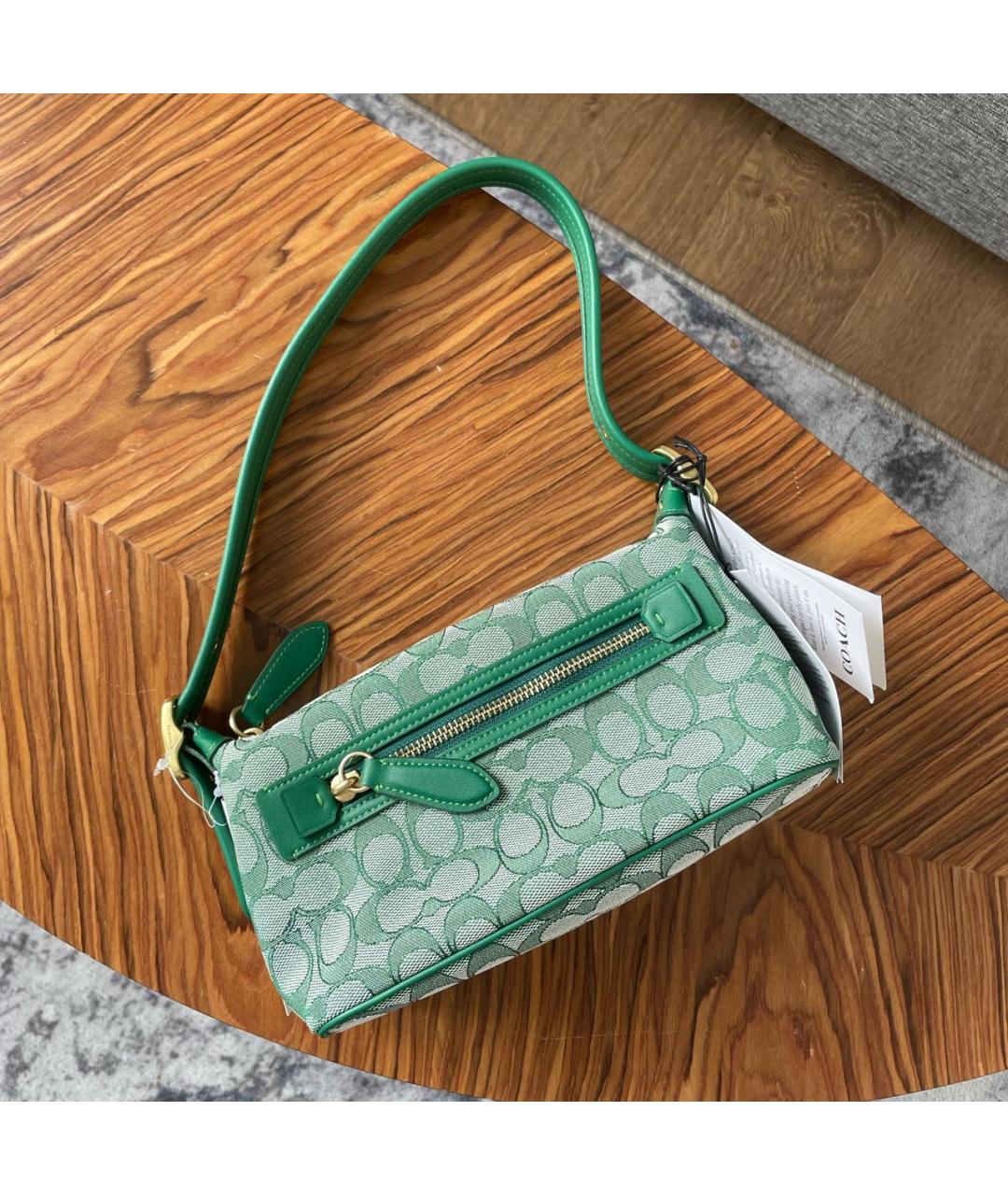 COACH Зеленая жаккардовая сумка через плечо, фото 2