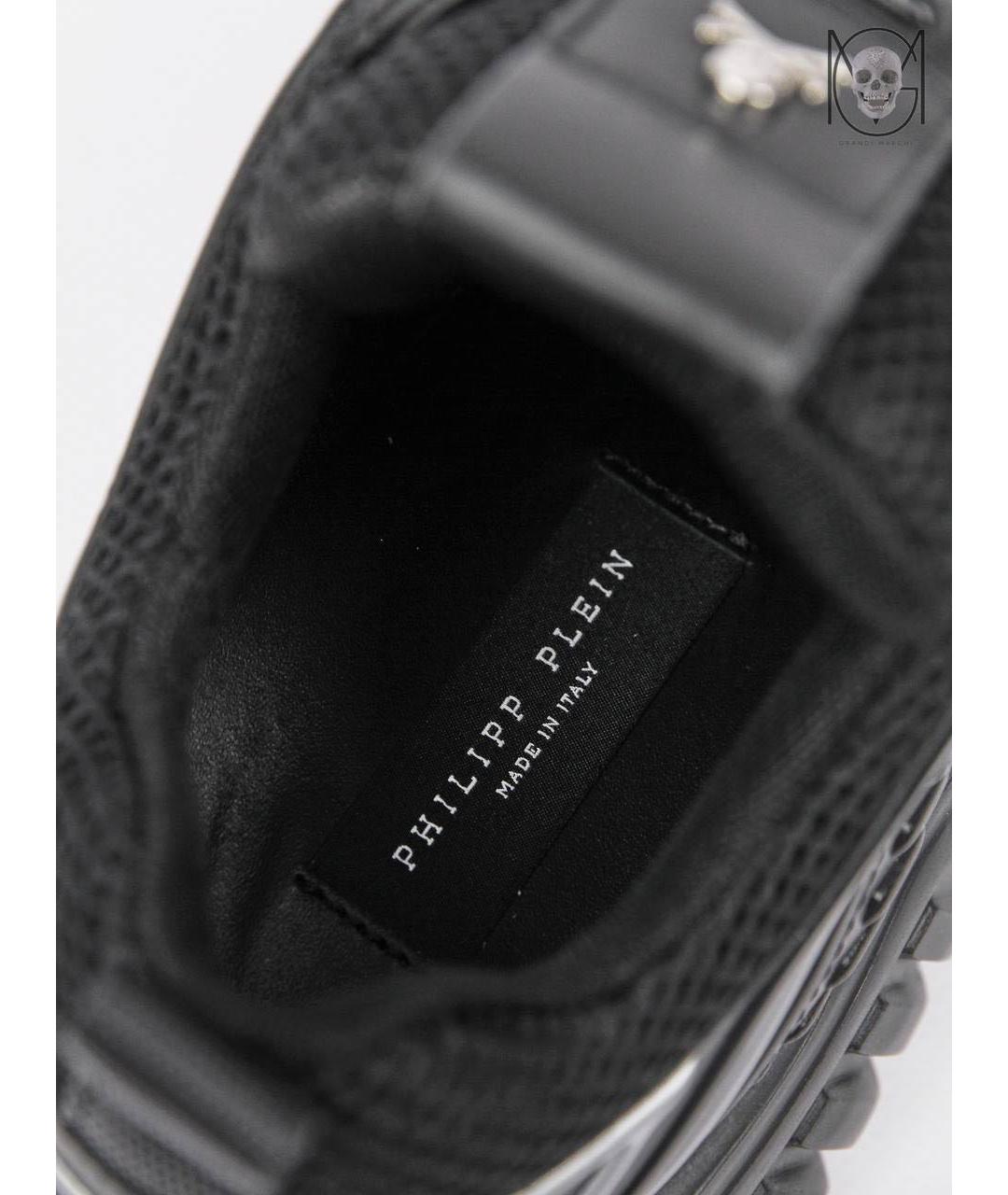 PHILIPP PLEIN Черные кожаные низкие кроссовки / кеды, фото 3