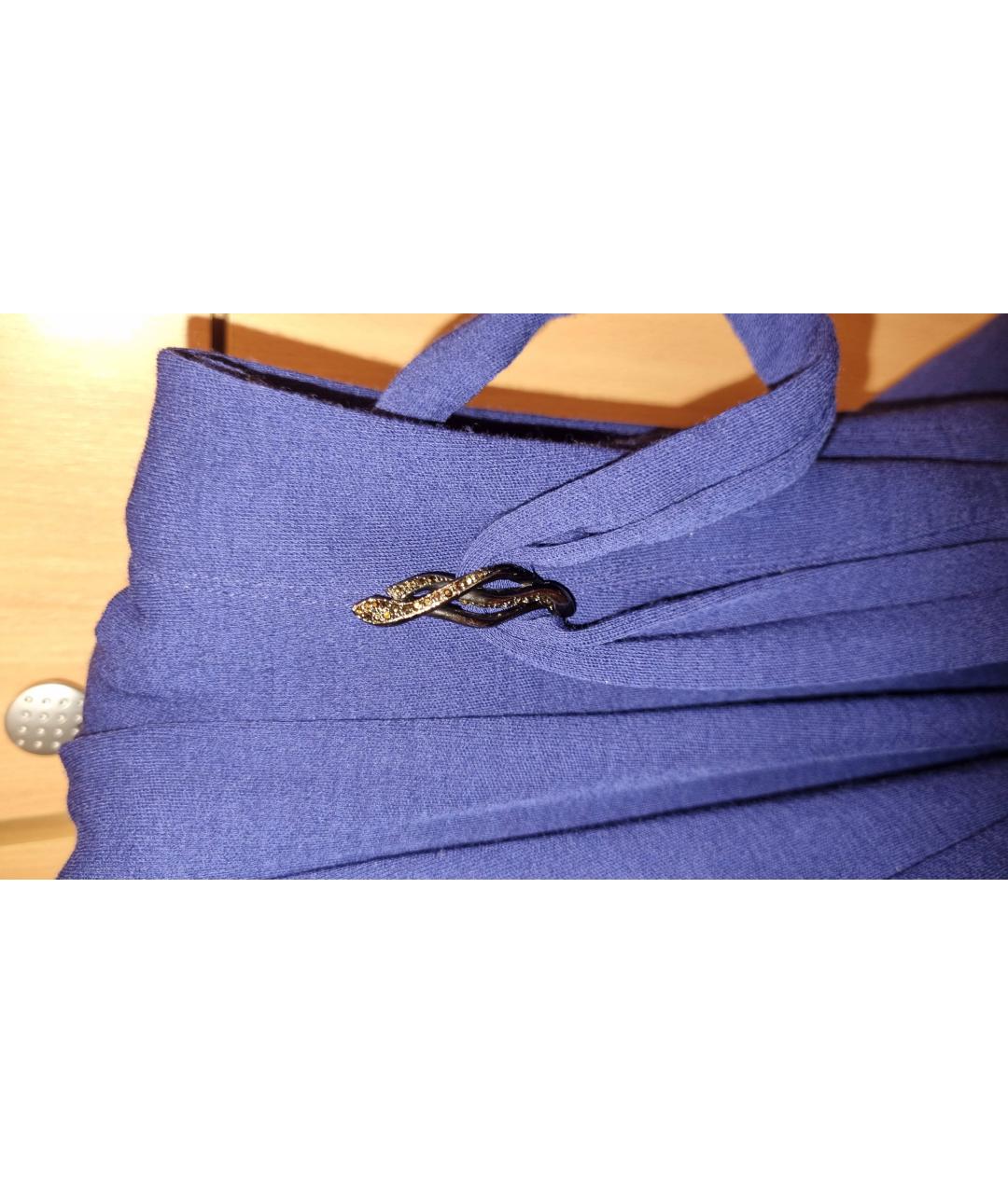 ROBERTO CAVALLI Синее шерстяное повседневное платье, фото 4
