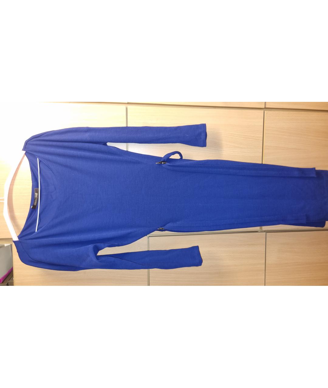 ROBERTO CAVALLI Синее шерстяное повседневное платье, фото 5
