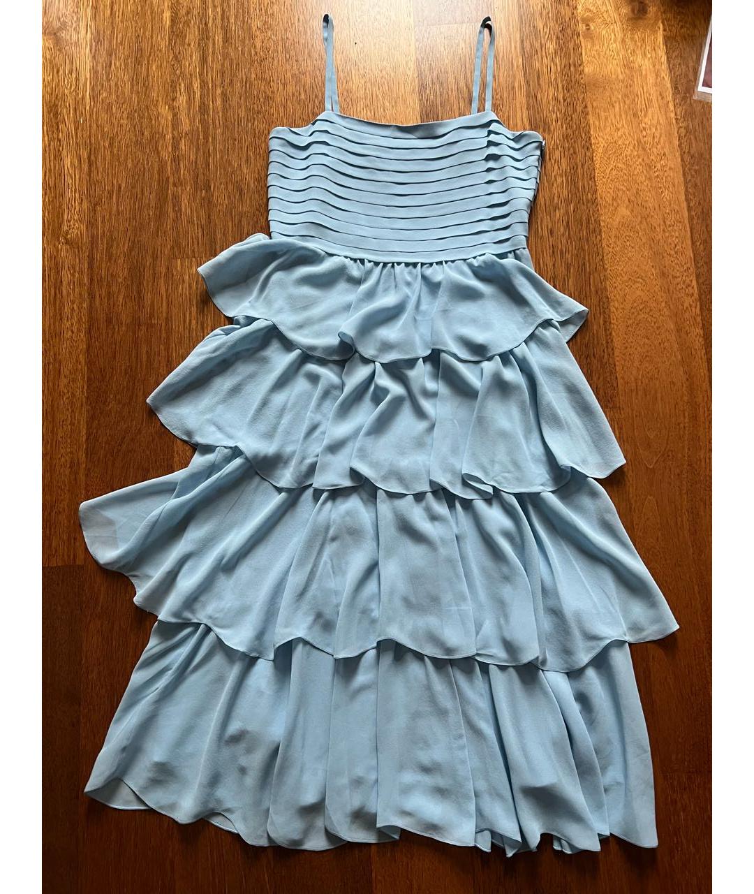 CELINE Голубое шелковое коктейльное платье, фото 8