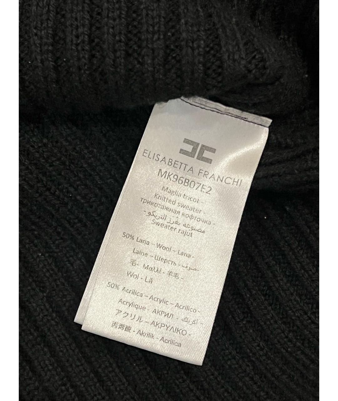 ELISABETTA FRANCHI Черный шерстяной джемпер / свитер, фото 4