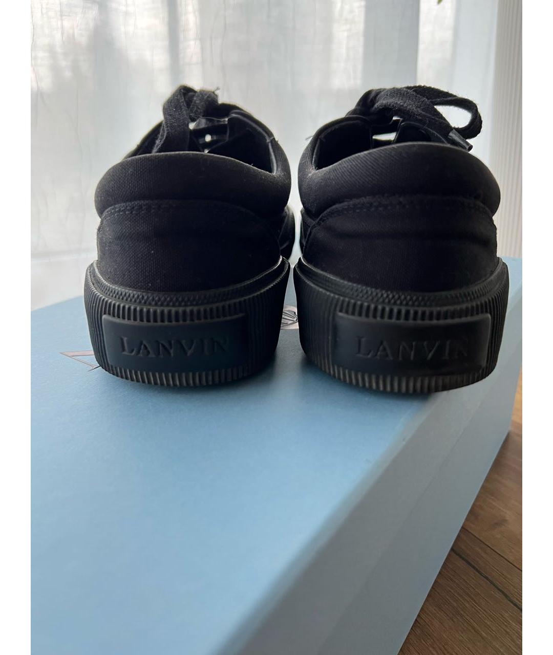 LANVIN Черные текстильные низкие кроссовки / кеды, фото 3