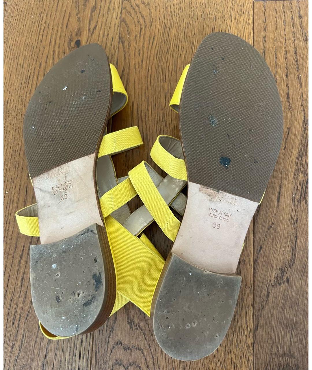 FENDI Желтые сандалии из лакированной кожи, фото 4