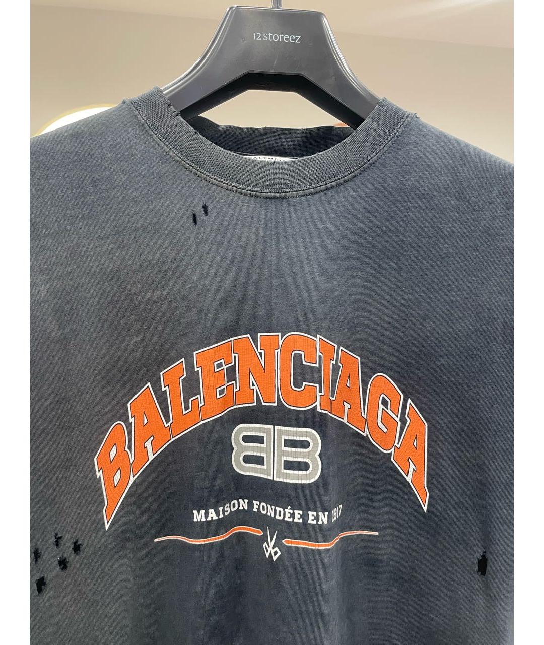 BALENCIAGA Антрацитовая футболка, фото 3