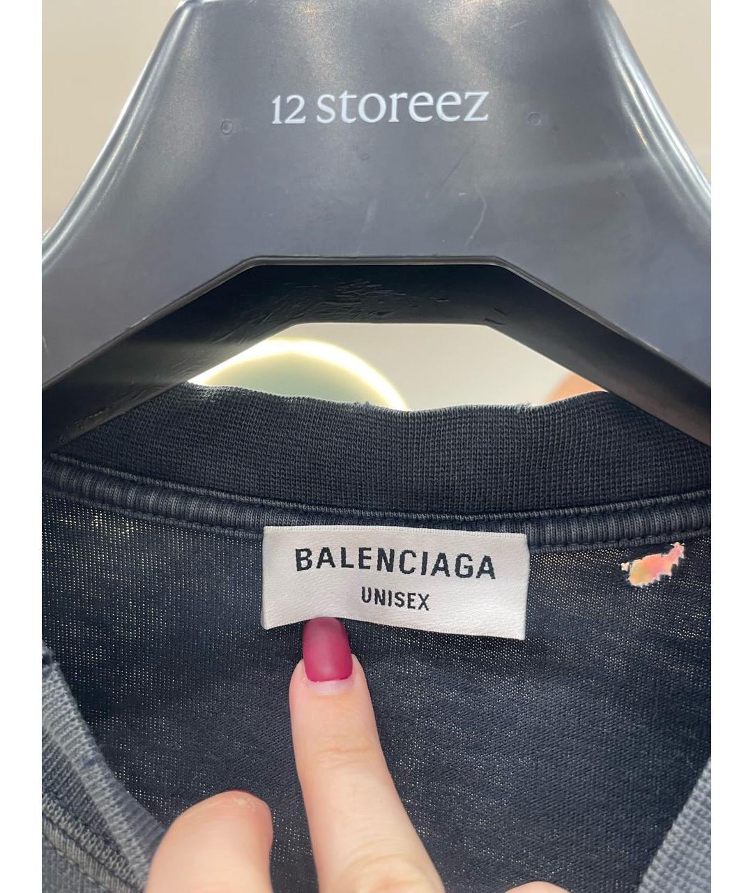 BALENCIAGA Антрацитовая футболка, фото 5