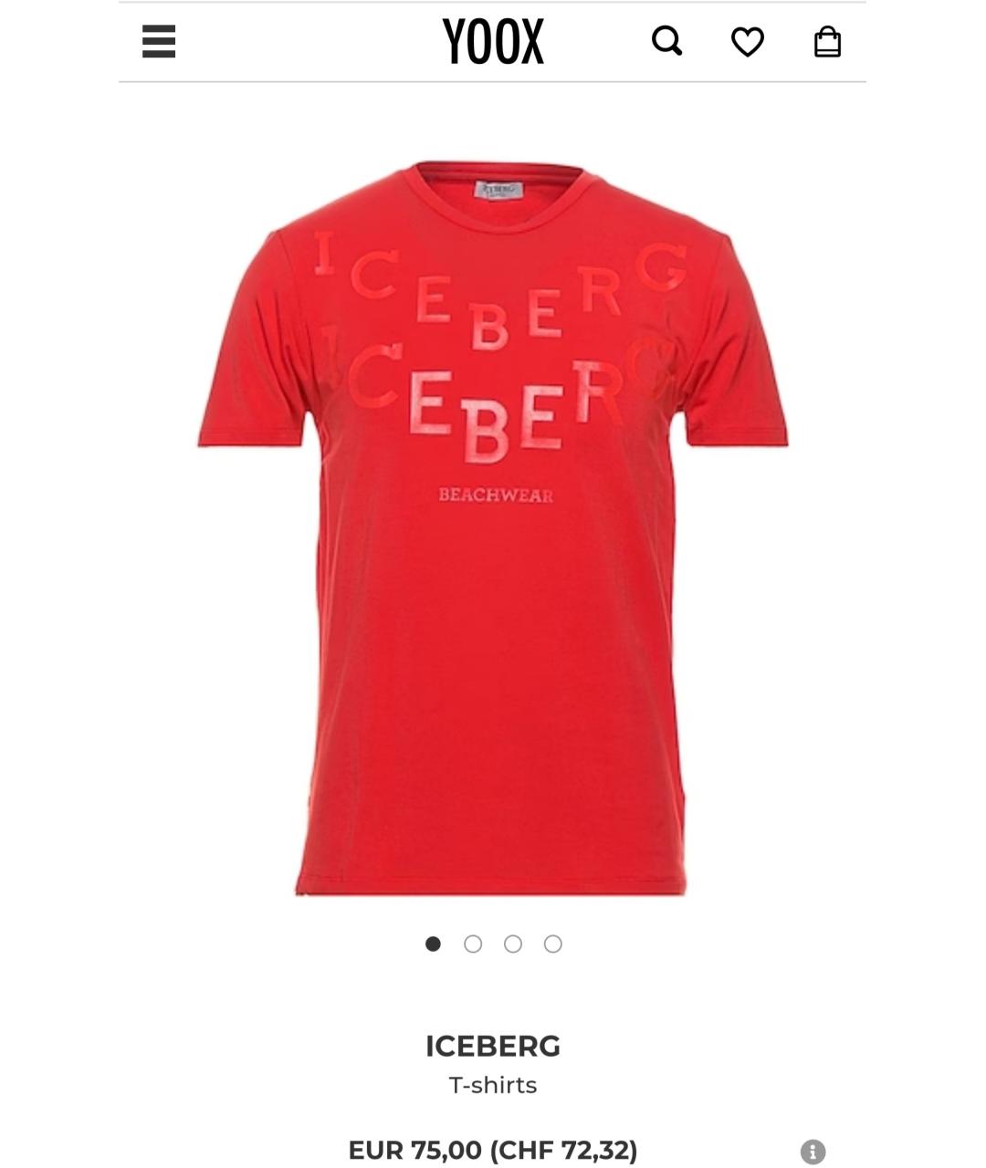 ICEBERG Красная хлопковая футболка, фото 2
