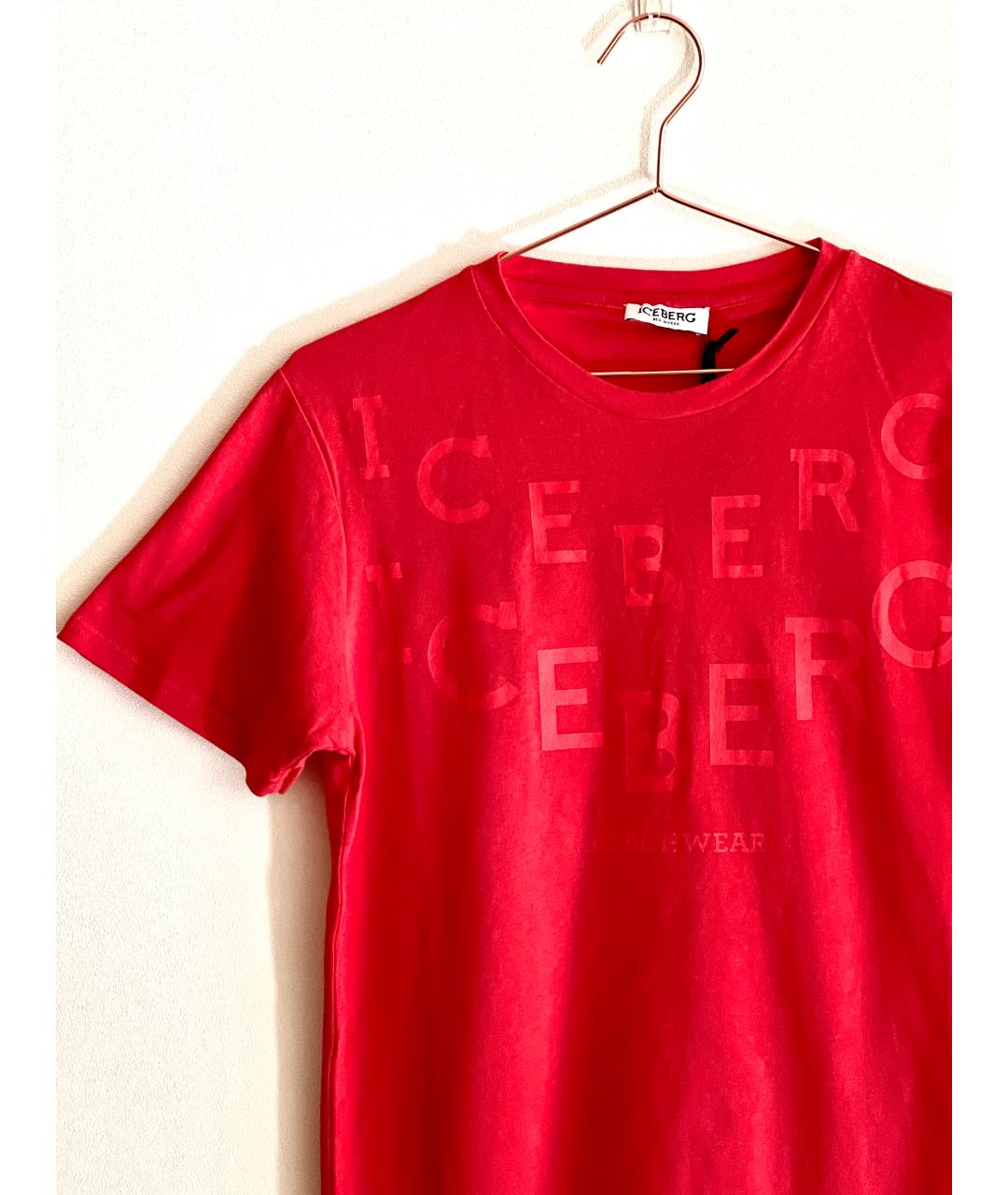 ICEBERG Красная хлопковая футболка, фото 5