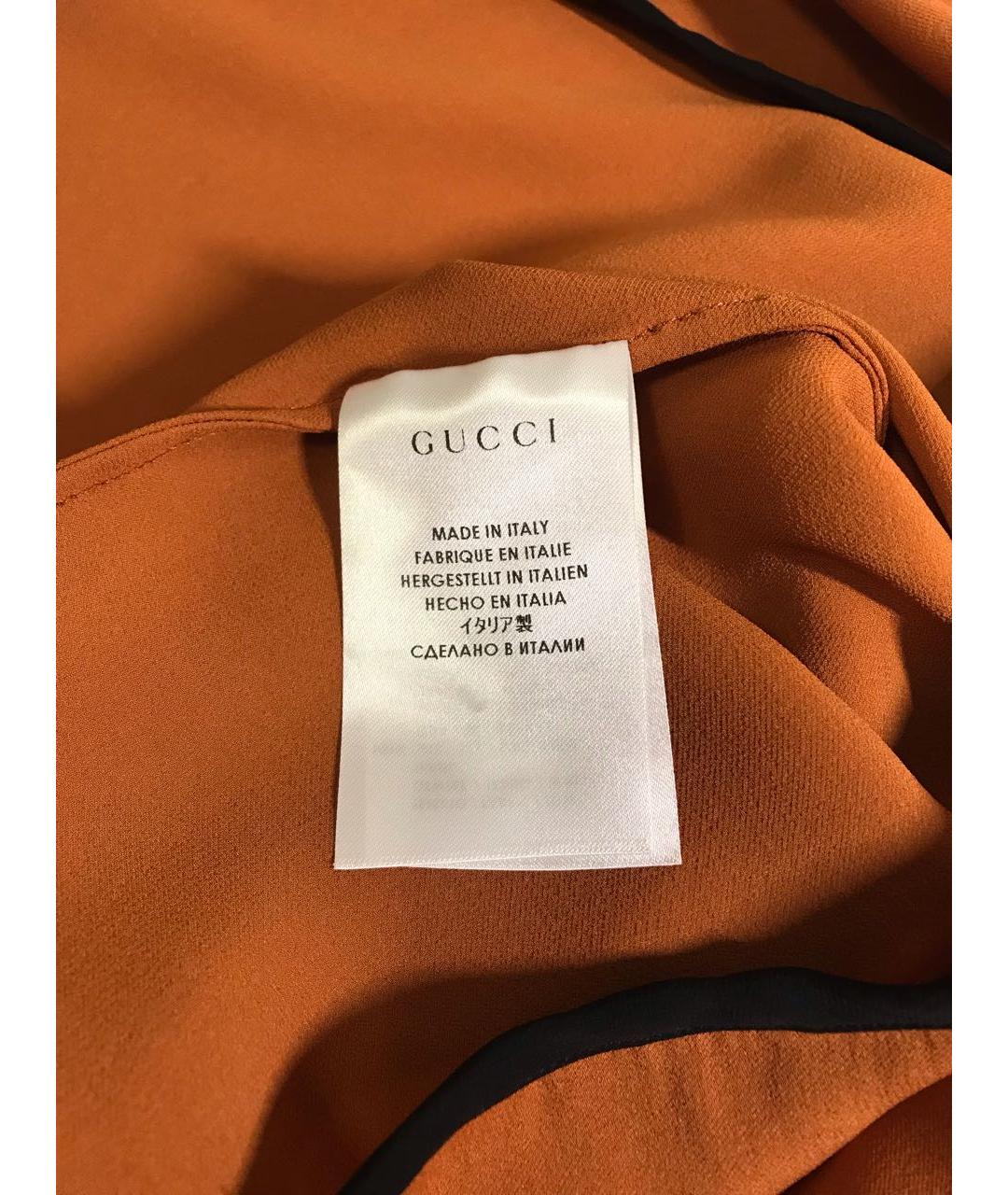 GUCCI Оранжевая шелковая блузы, фото 4