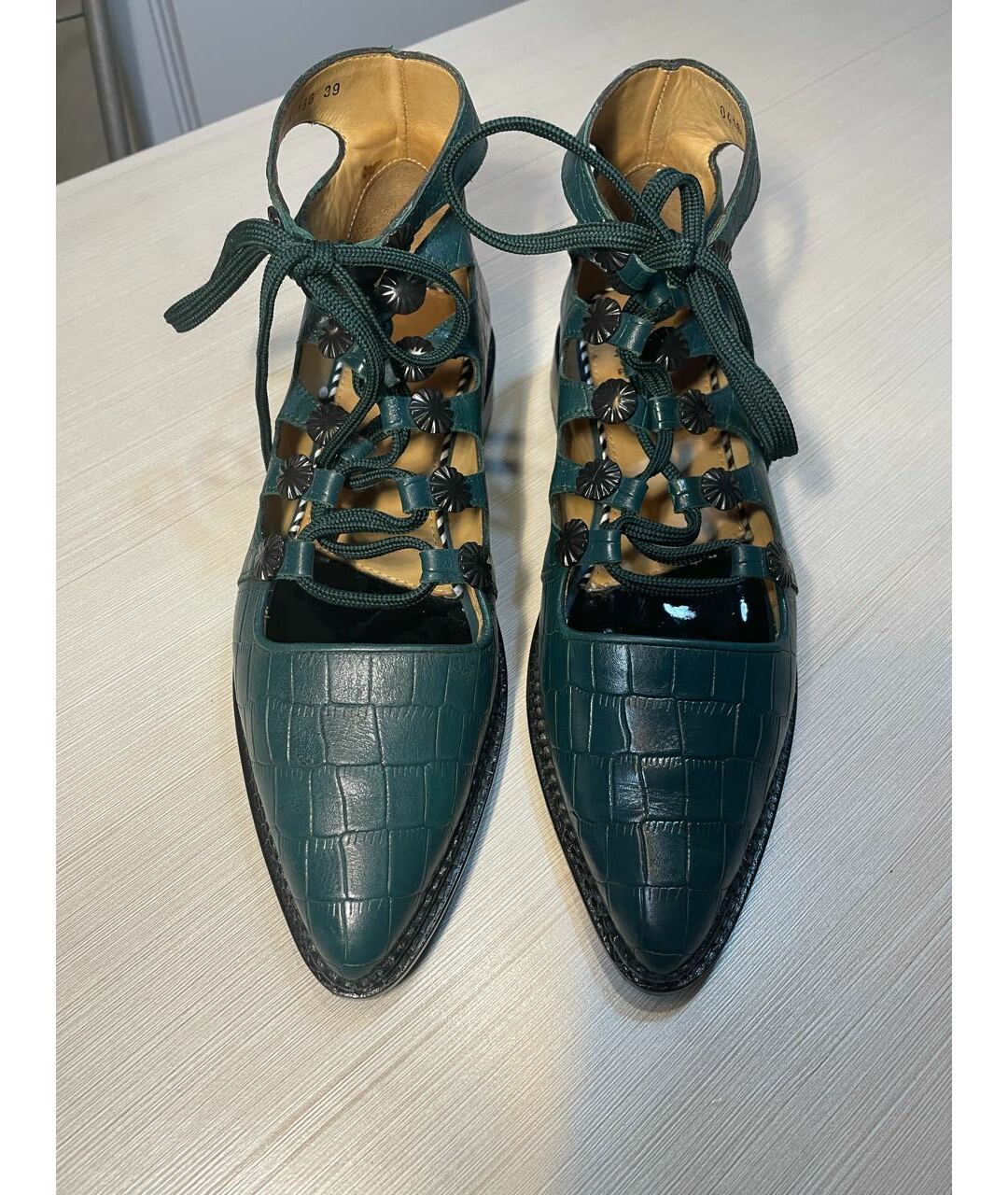 TOGA PULLA Зеленые кожаные ботинки, фото 2