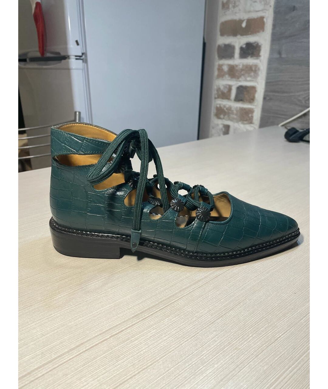 TOGA PULLA Зеленые кожаные ботинки, фото 8