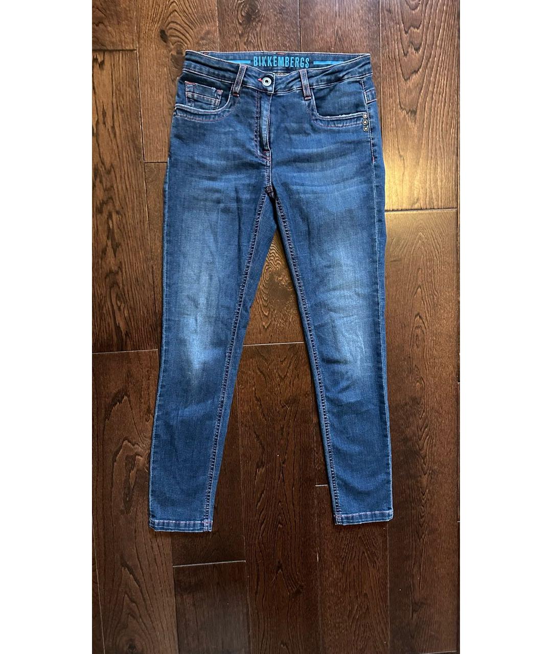 BIKKEMBERGS Синие хлопко-полиэстеровые джинсы слим, фото 4