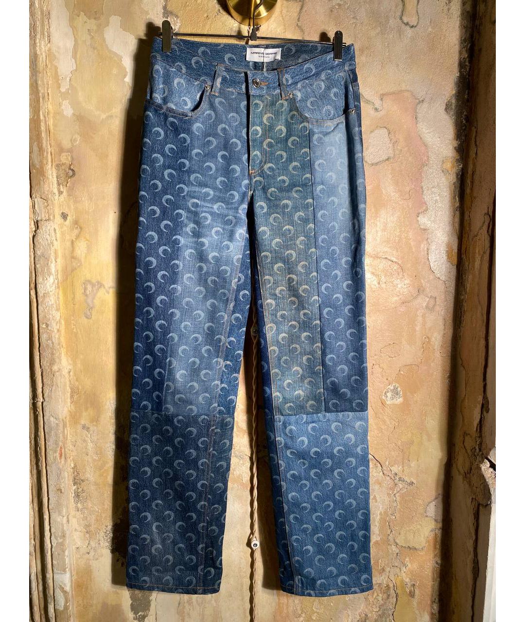 MARINE SERRE Синие хлопковые прямые джинсы, фото 6