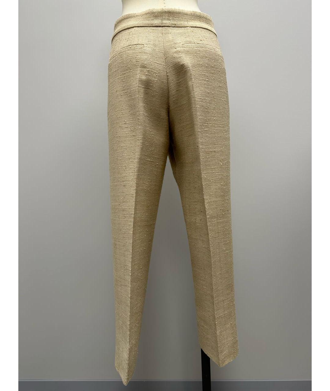 CHLOE Бежевые шелковые прямые брюки, фото 2