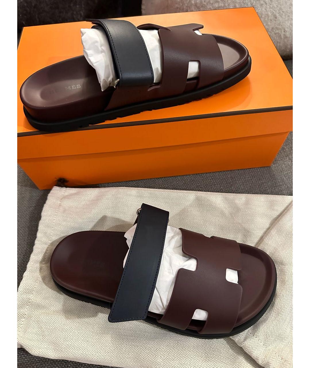 HERMES PRE-OWNED Бордовые кожаные сандалии, фото 8