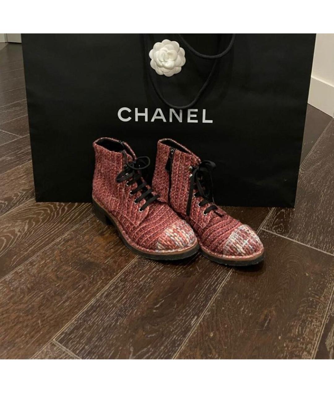 CHANEL Красные текстильные ботинки, фото 7