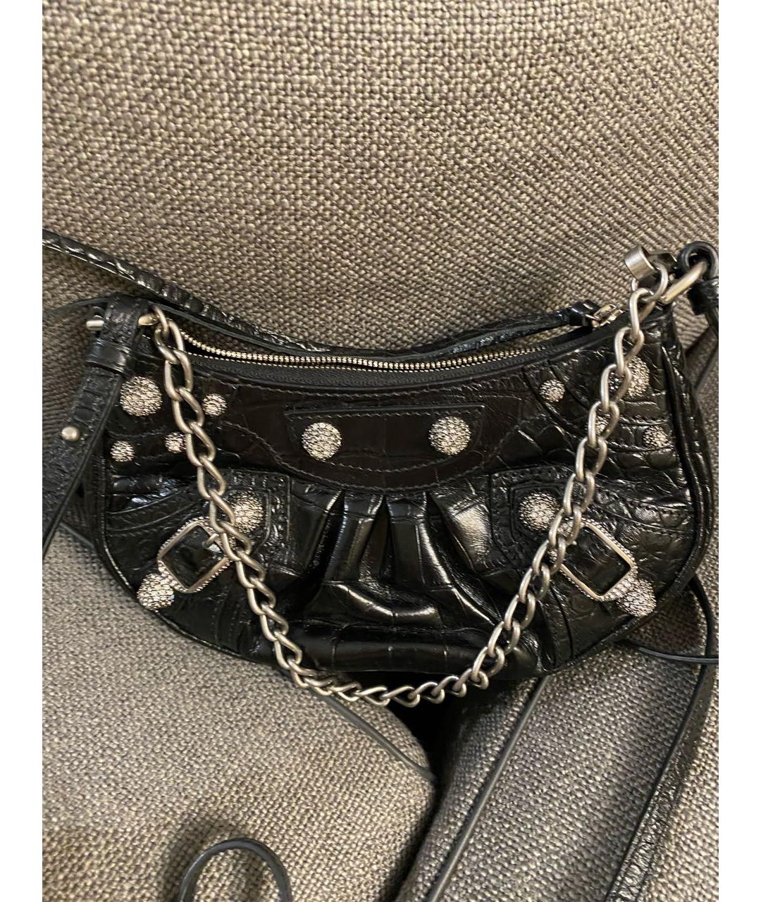 BALENCIAGA Черная кожаная сумка через плечо, фото 2