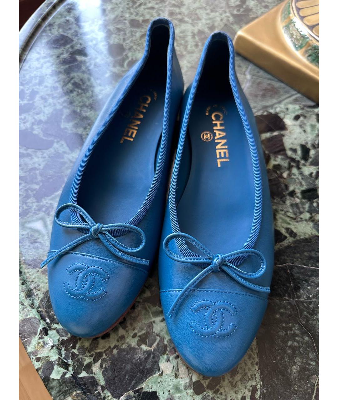 CHANEL Синие кожаные балетки, фото 2