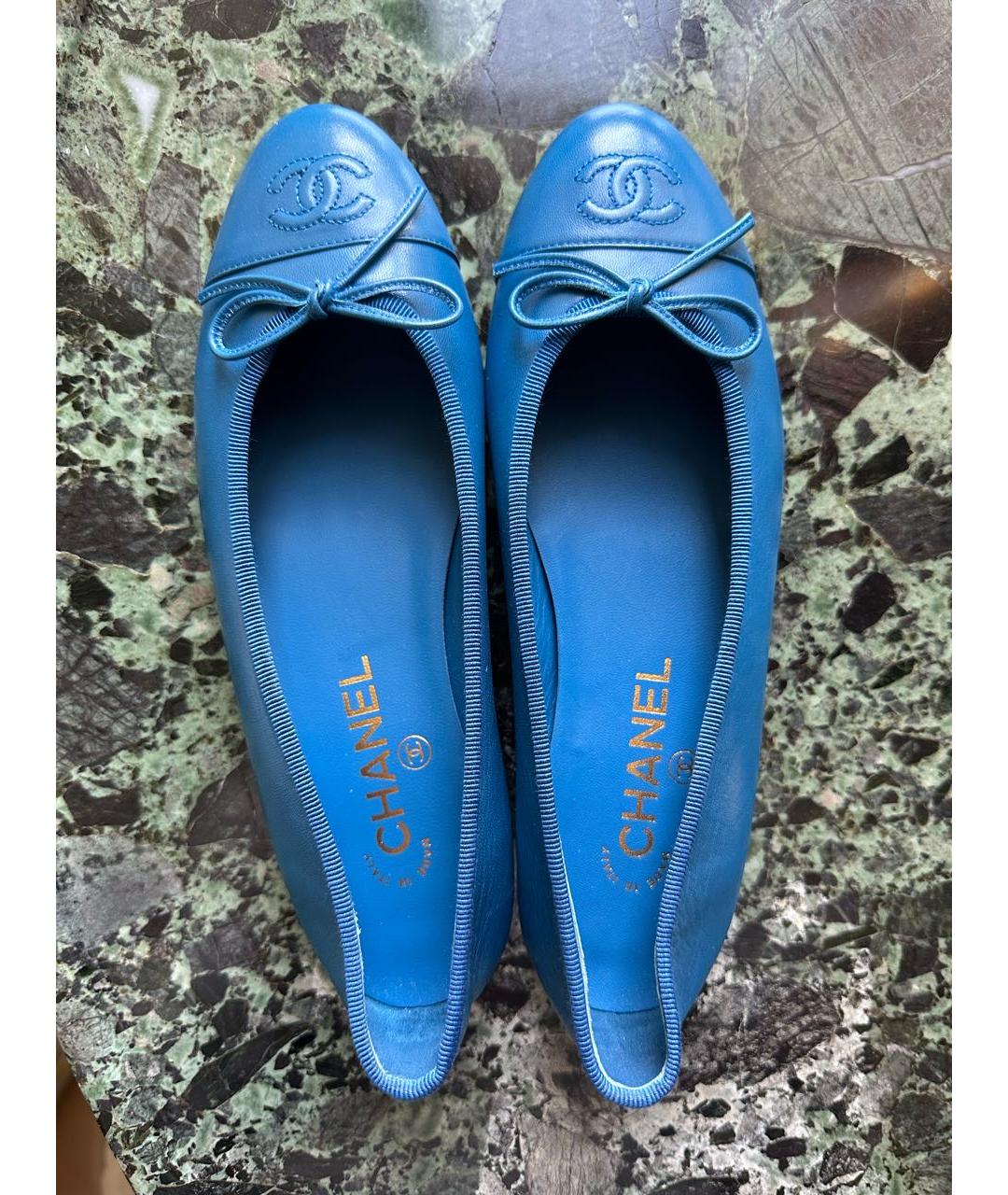 CHANEL Синие кожаные балетки, фото 3