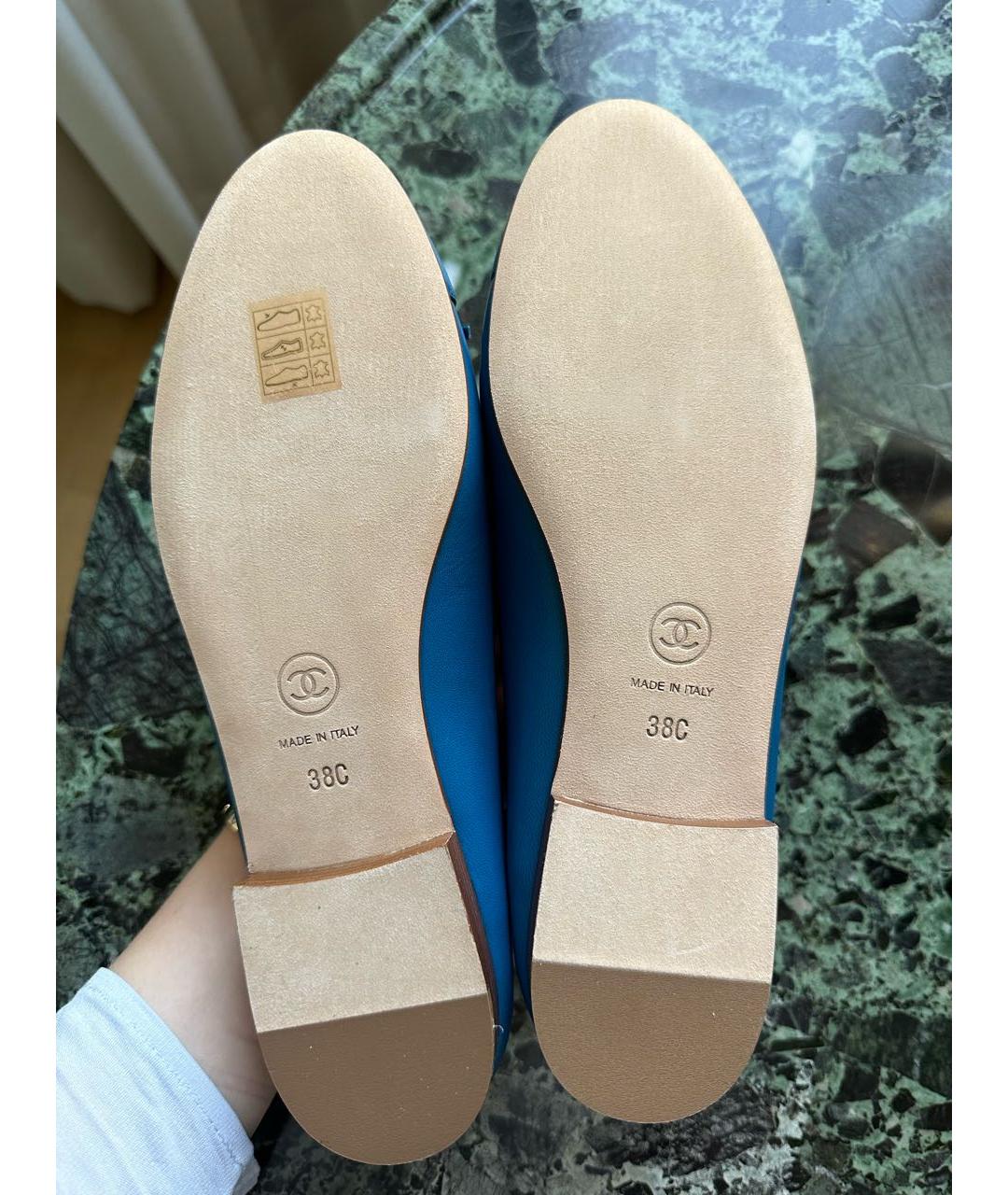 CHANEL Синие кожаные балетки, фото 4