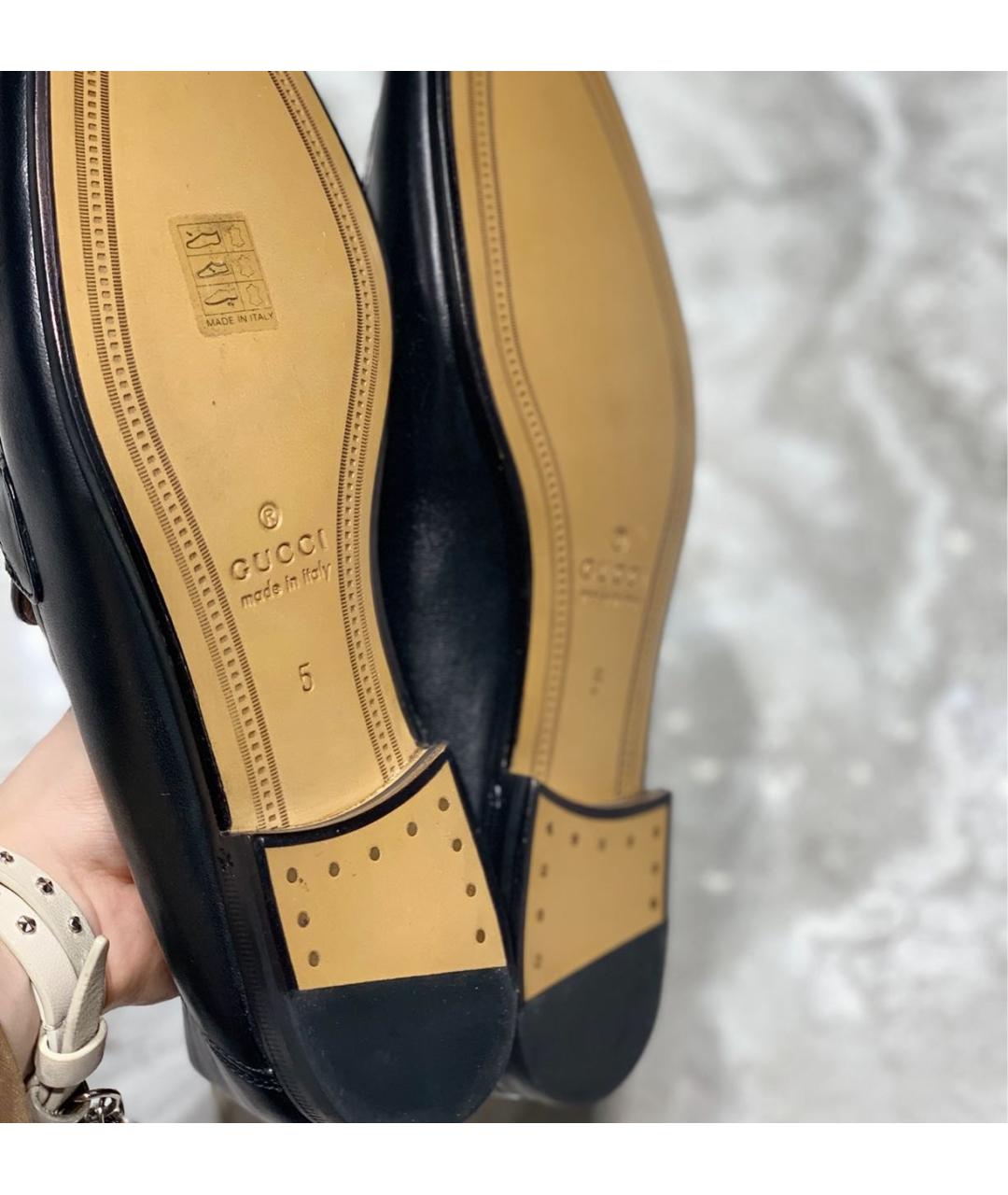 GUCCI Черные кожаные лоферы, фото 5