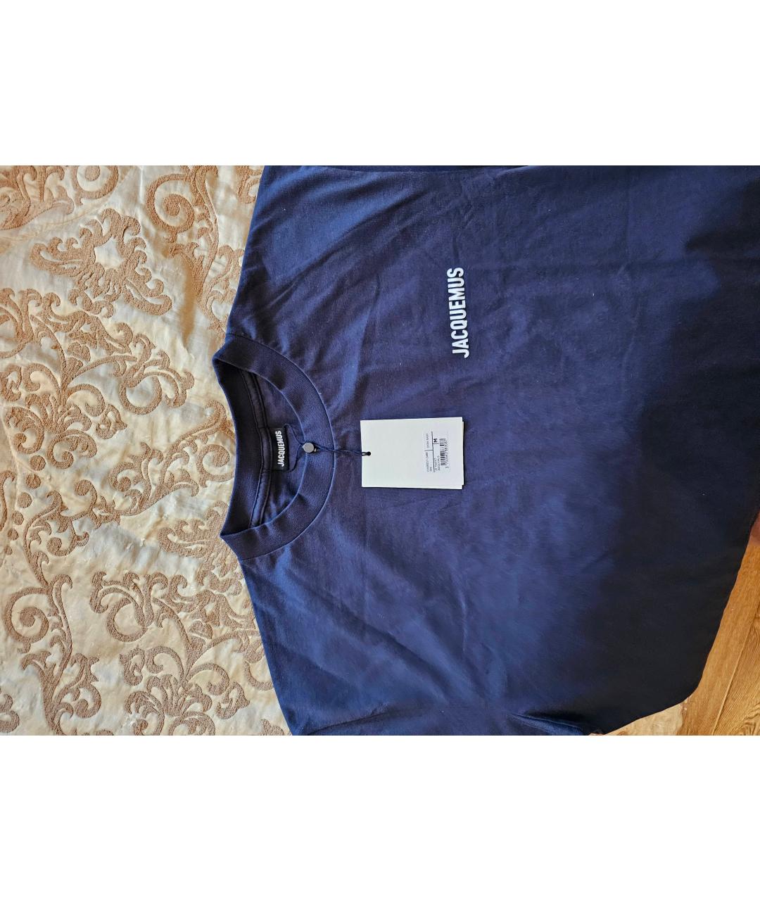 JACQUEMUS Темно-синяя хлопковая футболка, фото 3
