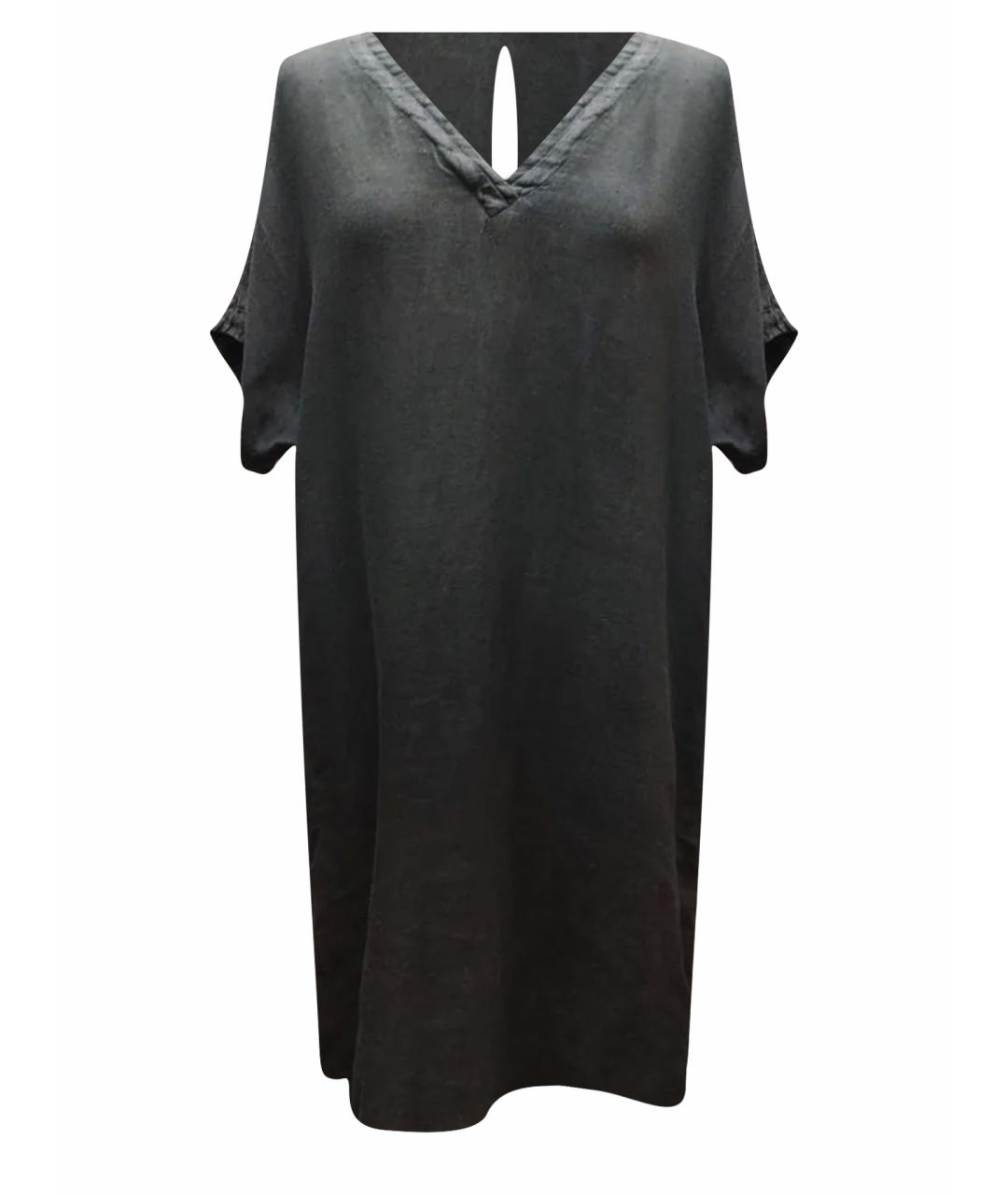120%LINO Черное льняное повседневное платье, фото 1