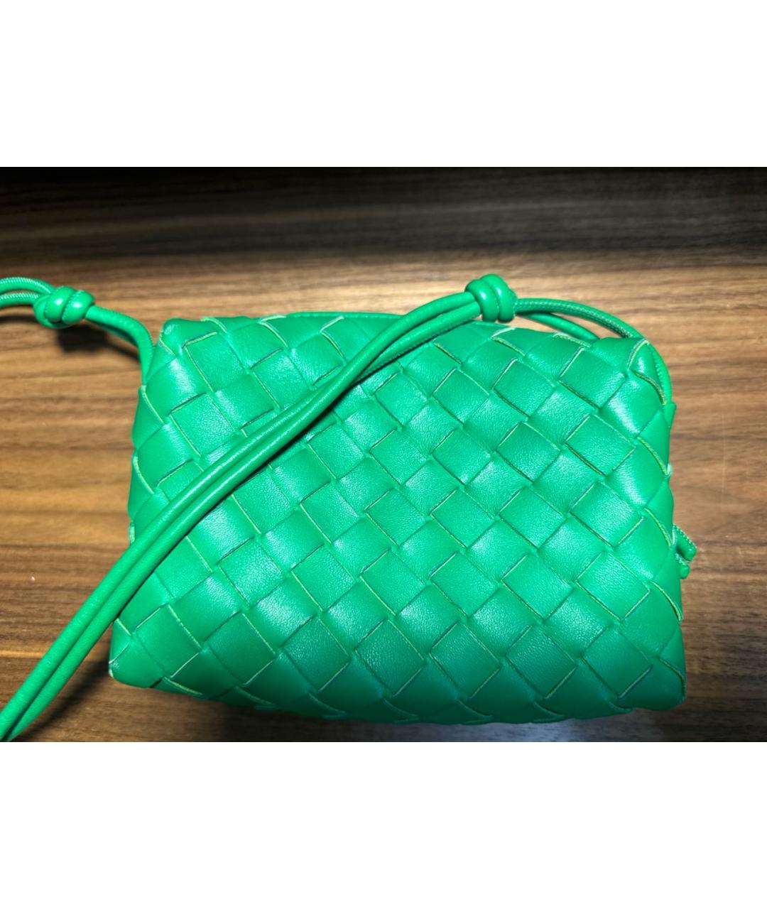 BOTTEGA VENETA Зеленая пелетеная сумка через плечо, фото 2