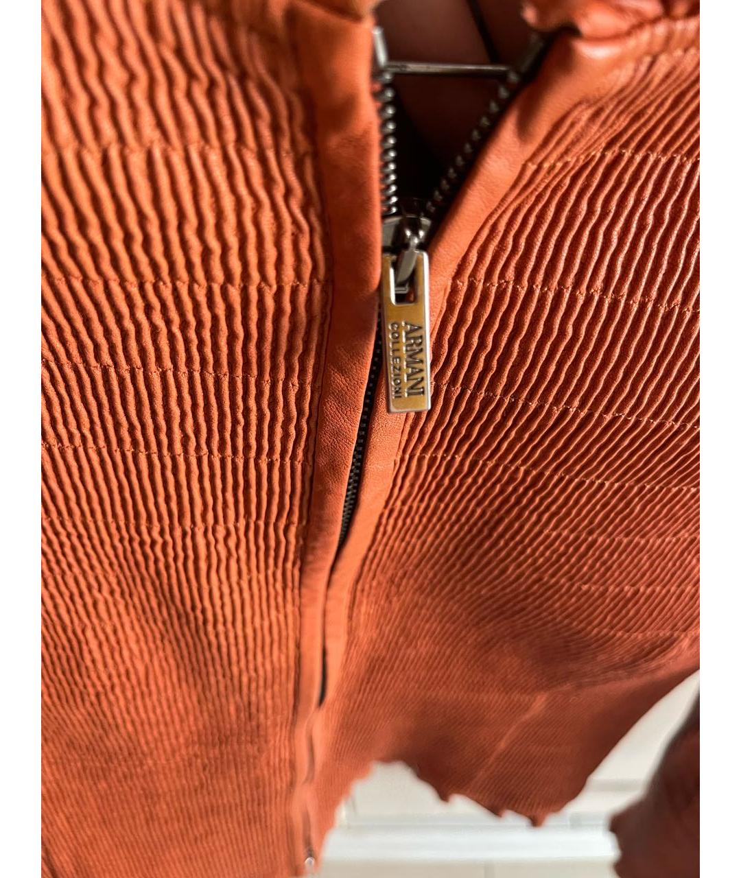 ARMANI COLLEZIONI Оранжевая кожаная куртка, фото 4