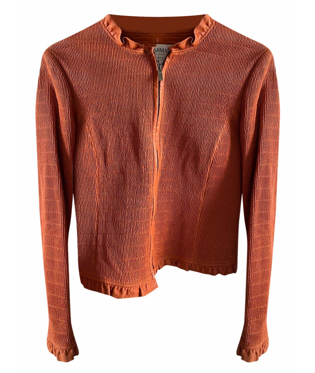 ARMANI COLLEZIONI Оранжевая кожаная куртка, фото 1