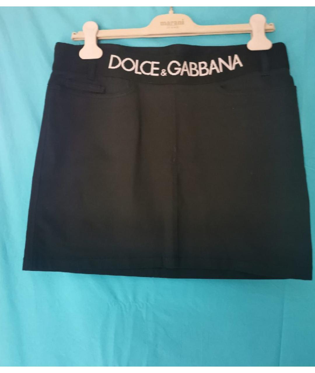 DOLCE&GABBANA Черная хлопковая юбка мини, фото 8