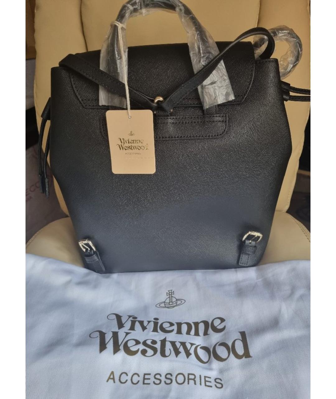 VIVIENNE WESTWOOD Черный кожаный рюкзак, фото 3