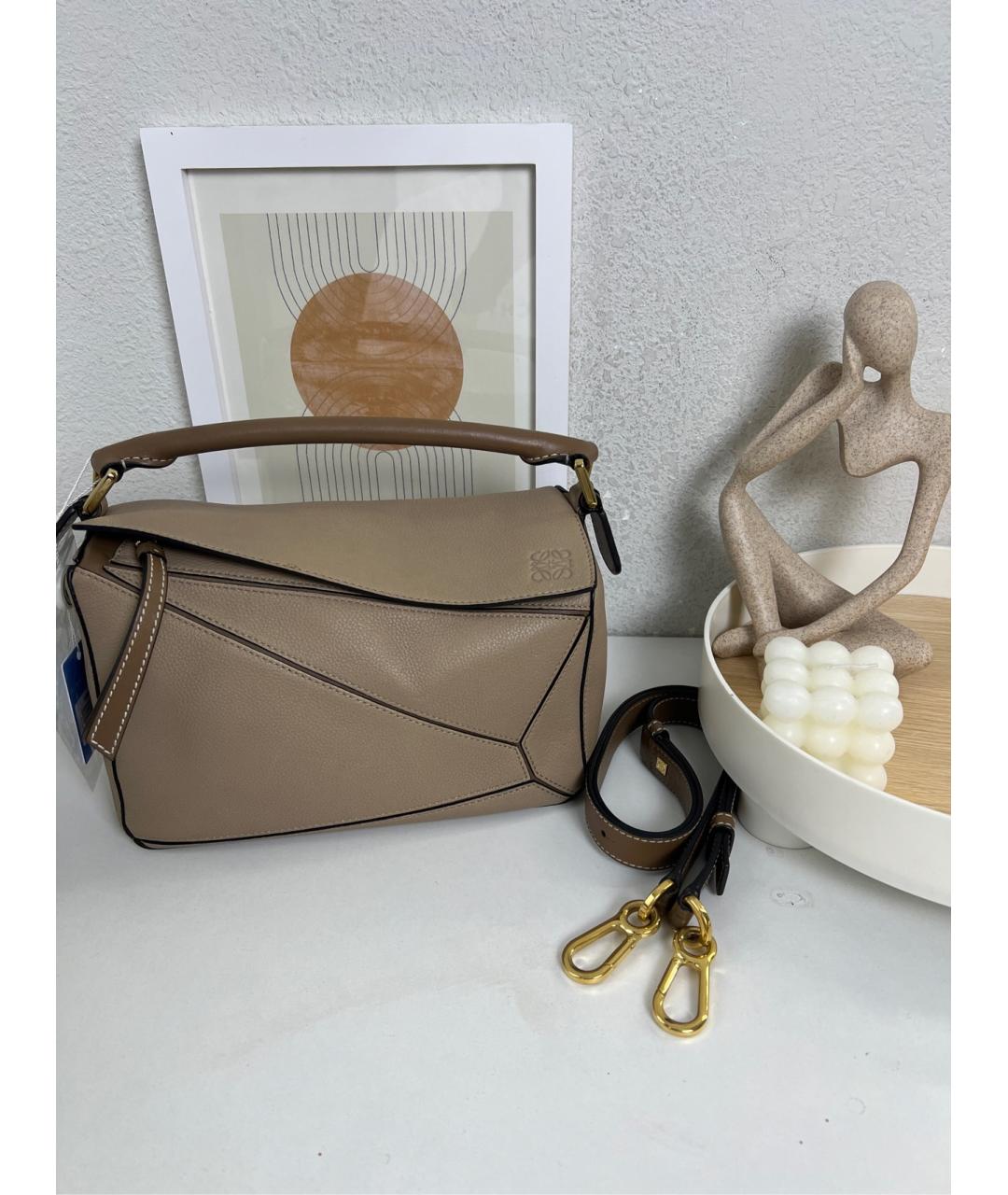 LOEWE Бежевая кожаная сумка через плечо, фото 10