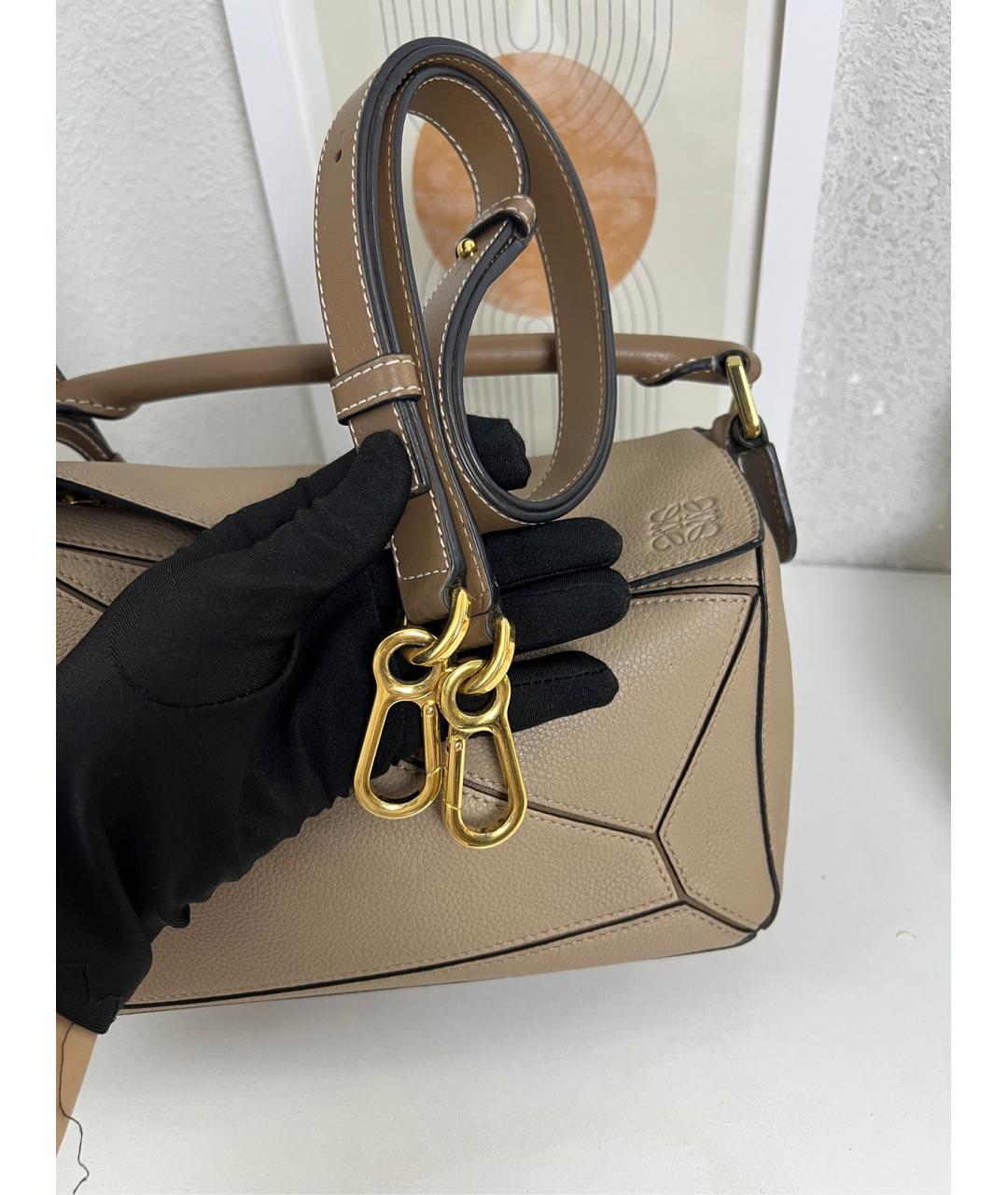 LOEWE Бежевая кожаная сумка через плечо, фото 9
