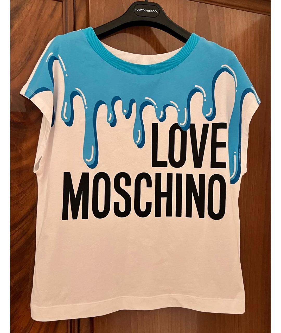 LOVE MOSCHINO Белая хлопковая футболка, фото 4