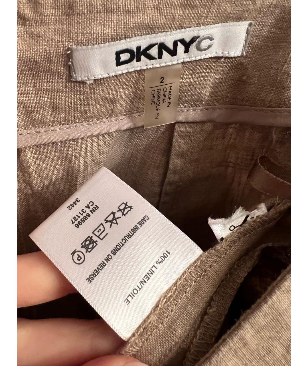 DKNY Бежевая льняная юбка мини, фото 3