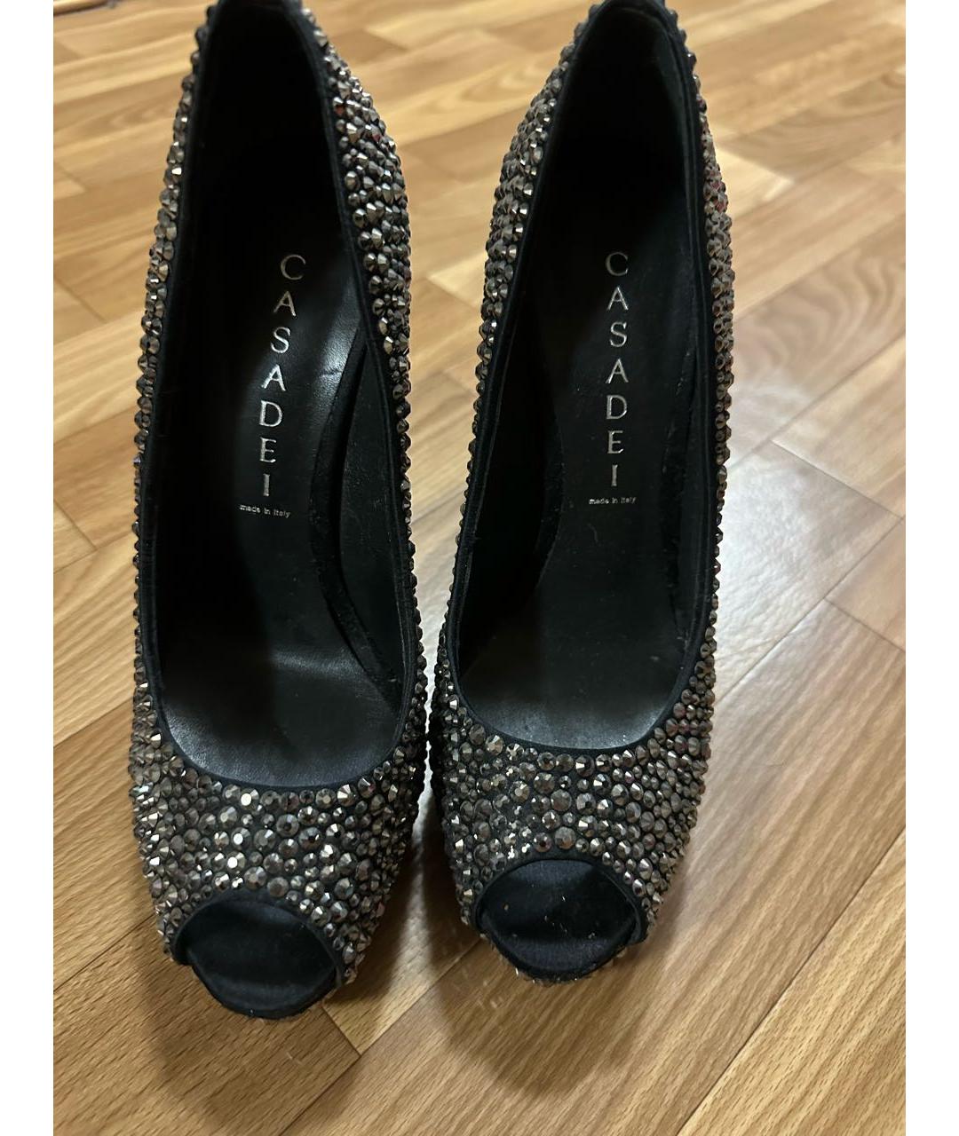 CASADEI Черные текстильные туфли, фото 2