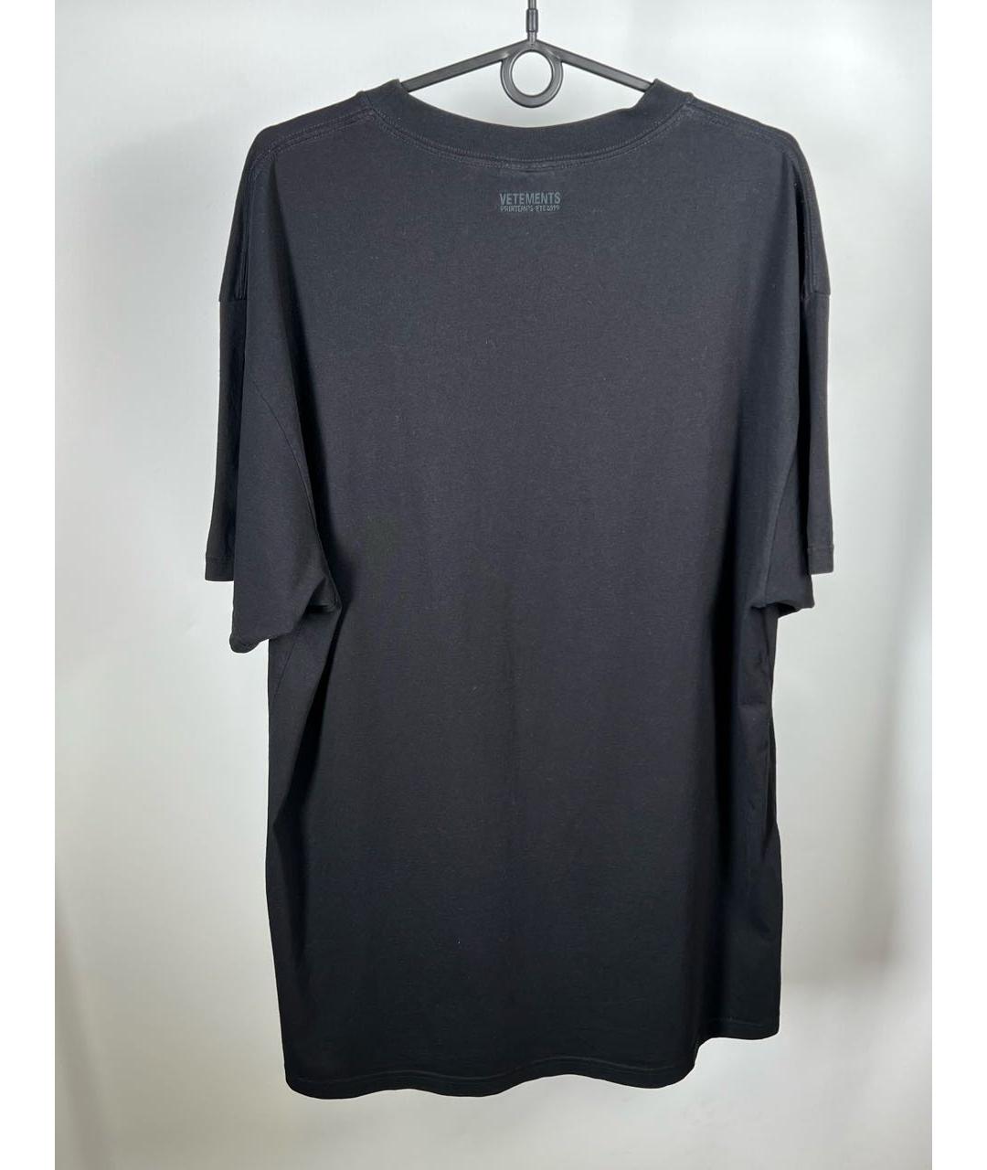 VETEMENTS Черная хлопковая футболка, фото 2