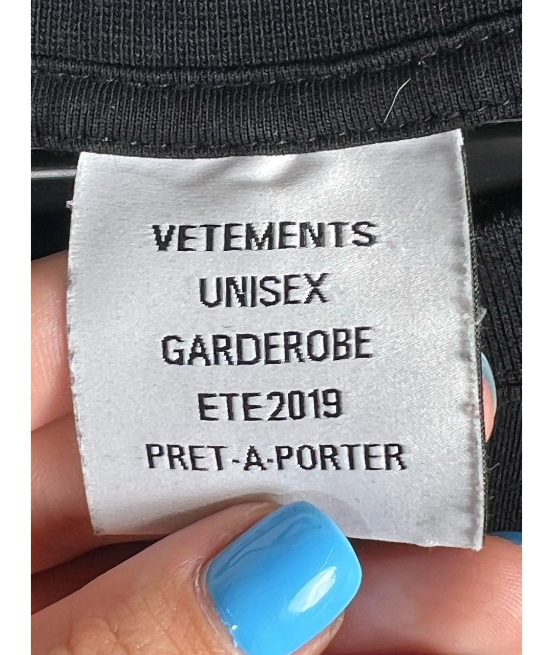 VETEMENTS Черная хлопковая футболка, фото 5