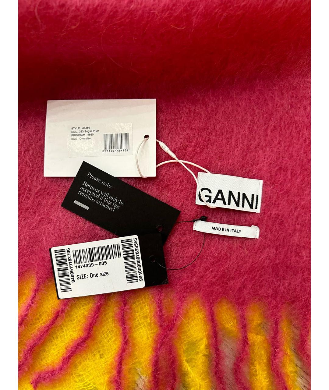 GANNI Желтый шерстяной шарф, фото 2