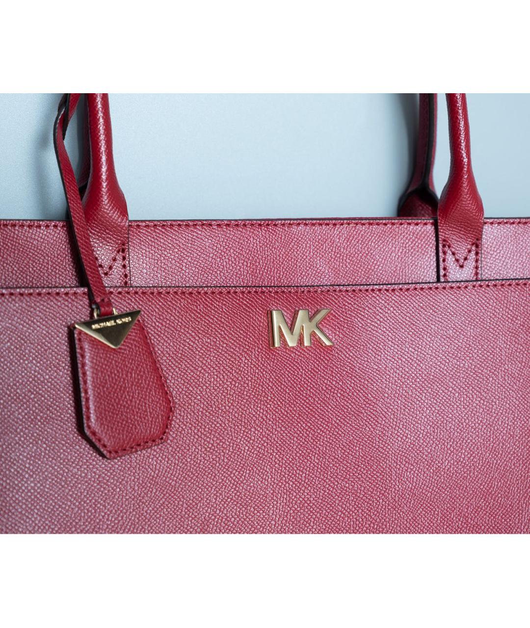 MICHAEL KORS Бордовая кожаная сумка тоут, фото 3