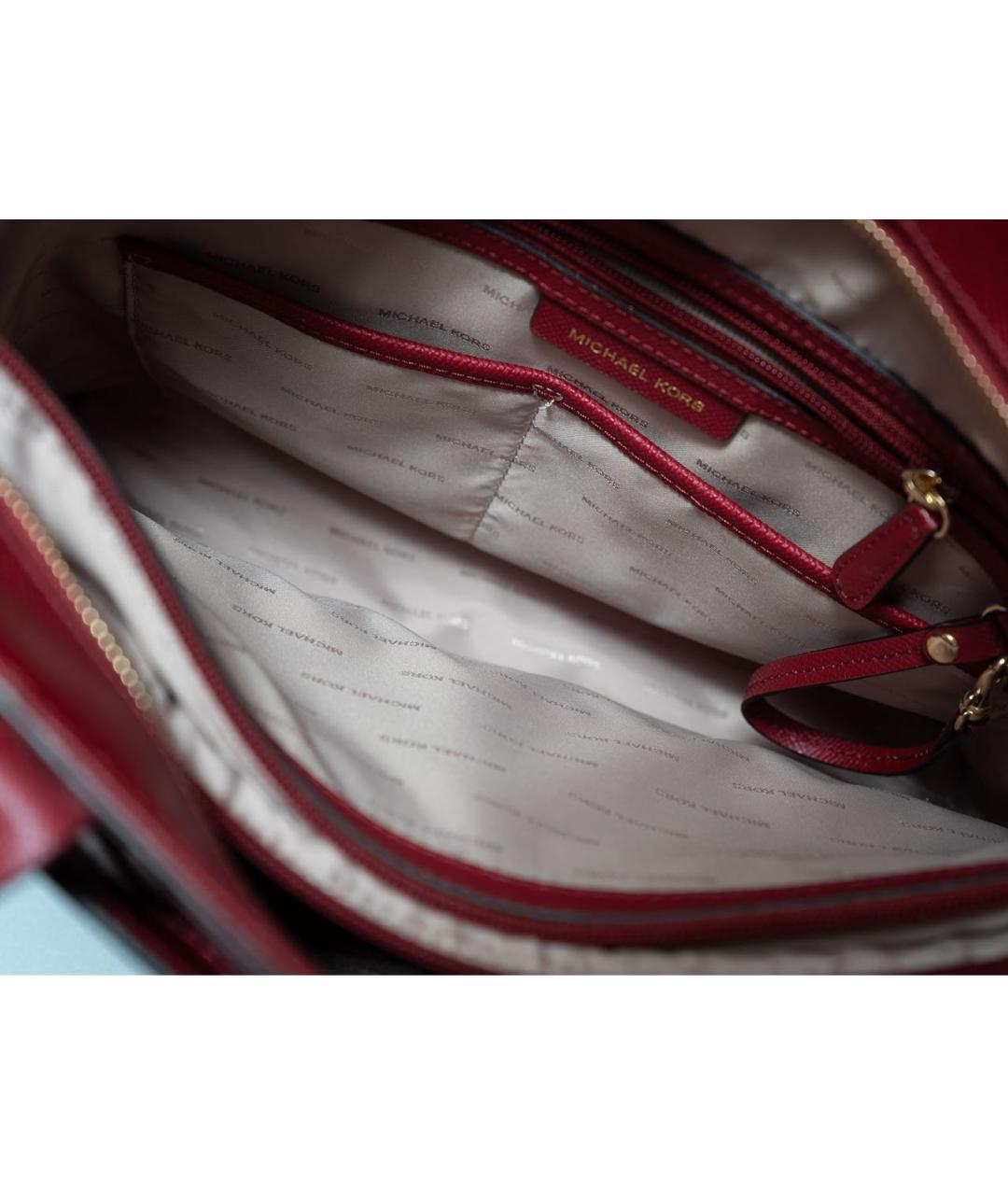 MICHAEL KORS Бордовая кожаная сумка тоут, фото 4